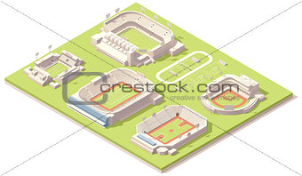 Isometric stadium buildings set
