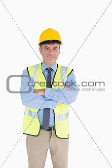 Man wearing hardhat and vest