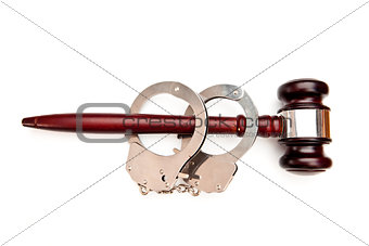 Gavel and handcuffs