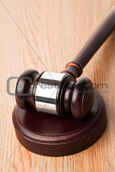 Gavel and a sound block on desk
