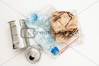 Plastic paper and metallic waste