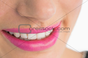 White smile and pink lips