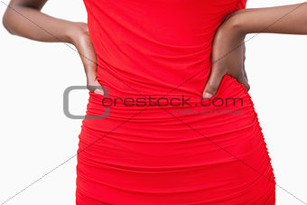 Woman in red dress