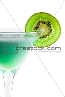Alcohol cocktail with kiwi in martini glass