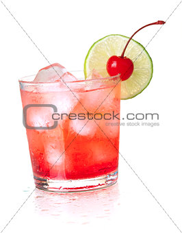 Alcohol cocktail with maraschino and lime
