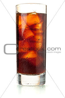 Cola in highball glass with water drops