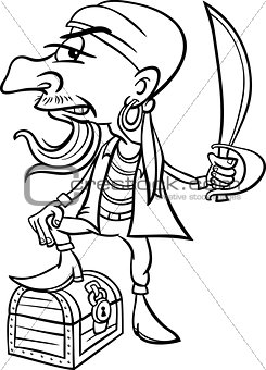 pirate with treasure for coloring book