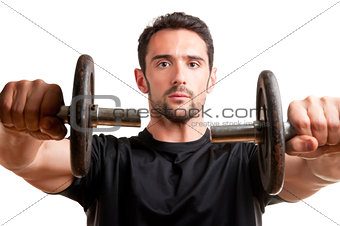 Man Working Out With Dumbbels