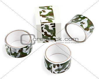 Packing tape with print. Masking tape for gift wrapping. Camoufl