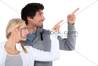 Couple pointing