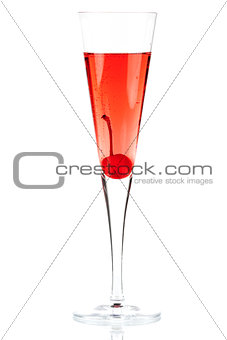Red Champagne alcohol cocktail with maraschino