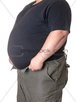 Fat man with a big belly