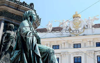 Detail of the monument to Kaiser Franz I against the Hofburg in 