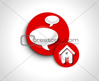 abstract glossy speech and home icon