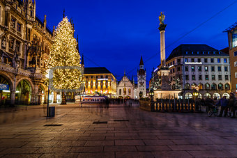 Marienplatz in the Evening, Munich, Bavaria, Germany