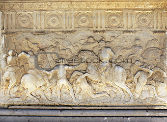 Sculptural battle scene in Alhambra, Spain