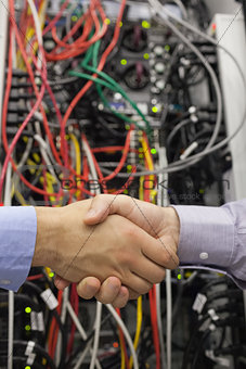 Handshake in front of a data store