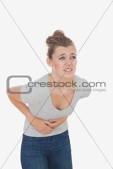 Woman suffering from menstruation pain