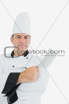 Male chef holding cleaver