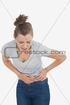 Woman with painful abdomen