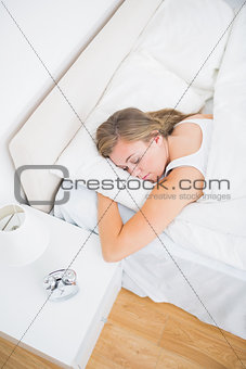 Hight angle view of woman sleeping