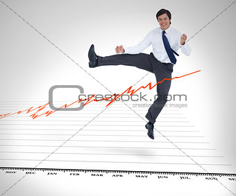 Businessman jumping over the curve