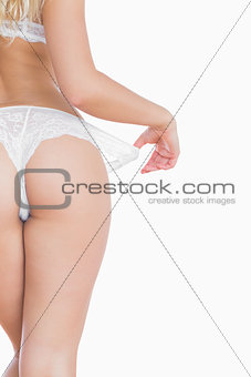 Rear view of woman wearing panties