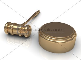 Golden judges gavel and soundblock