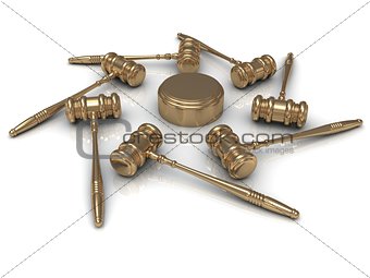 Abstract image 7 golden judges gavel 