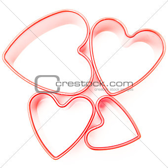 Four heart cookie cutters