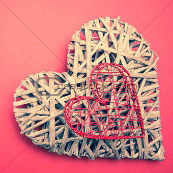 Wicker heart ornament with heart shaped box