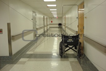 Hospital Hallway With Wheelchair