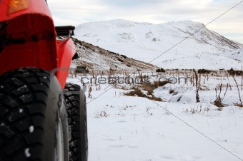 red quad in snow