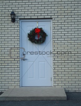 White Door With A Wreath