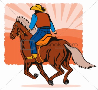 Rodeo cowboy on horseback