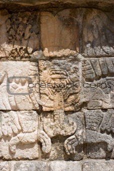 Mayan Relief. Chichen Itza. Vertical.