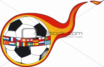 Soccer ball with global team flags