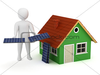 3d man with solar panels