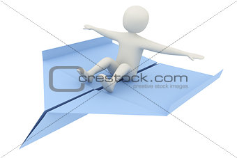 3d man flying on airplane