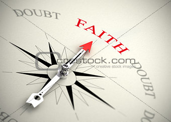 Faith versus doubt, religion or confidence concept