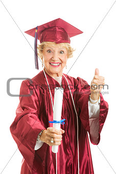 Elderly Graduate Gives Thumbs Up