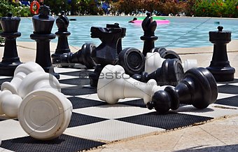 Big chess for game on a beach