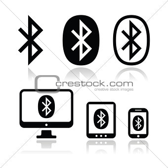 Bluetooth connection vector icons set