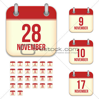 November vector calendar icons