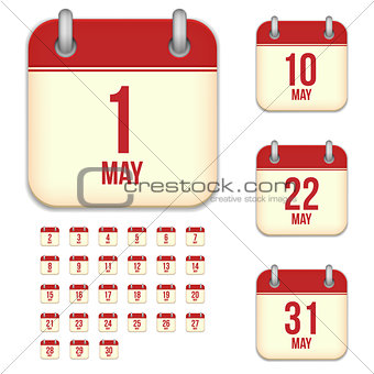 May vector calendar icons