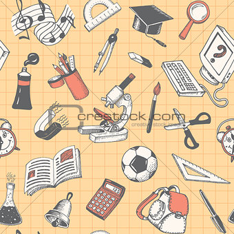 School And Education Seamless Pattern Vector