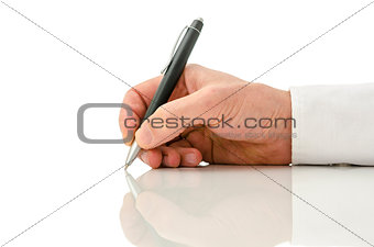 Businessman hand writing