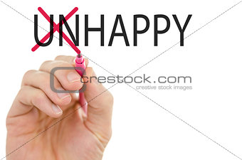 Changing word Unhappy into happy