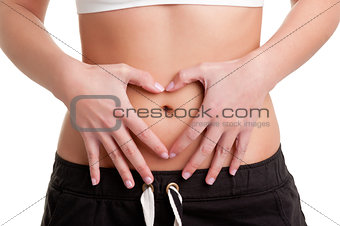 Woman Making a Heart Symbol over her Tummy