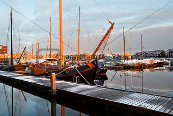 ship, yachts and boast on marina in Groningen